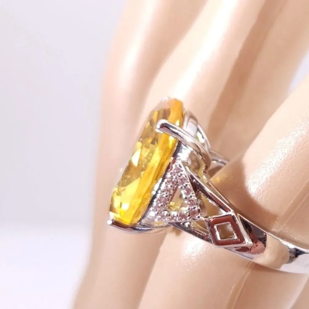 Simulated Yellow CZ Ring Size 6